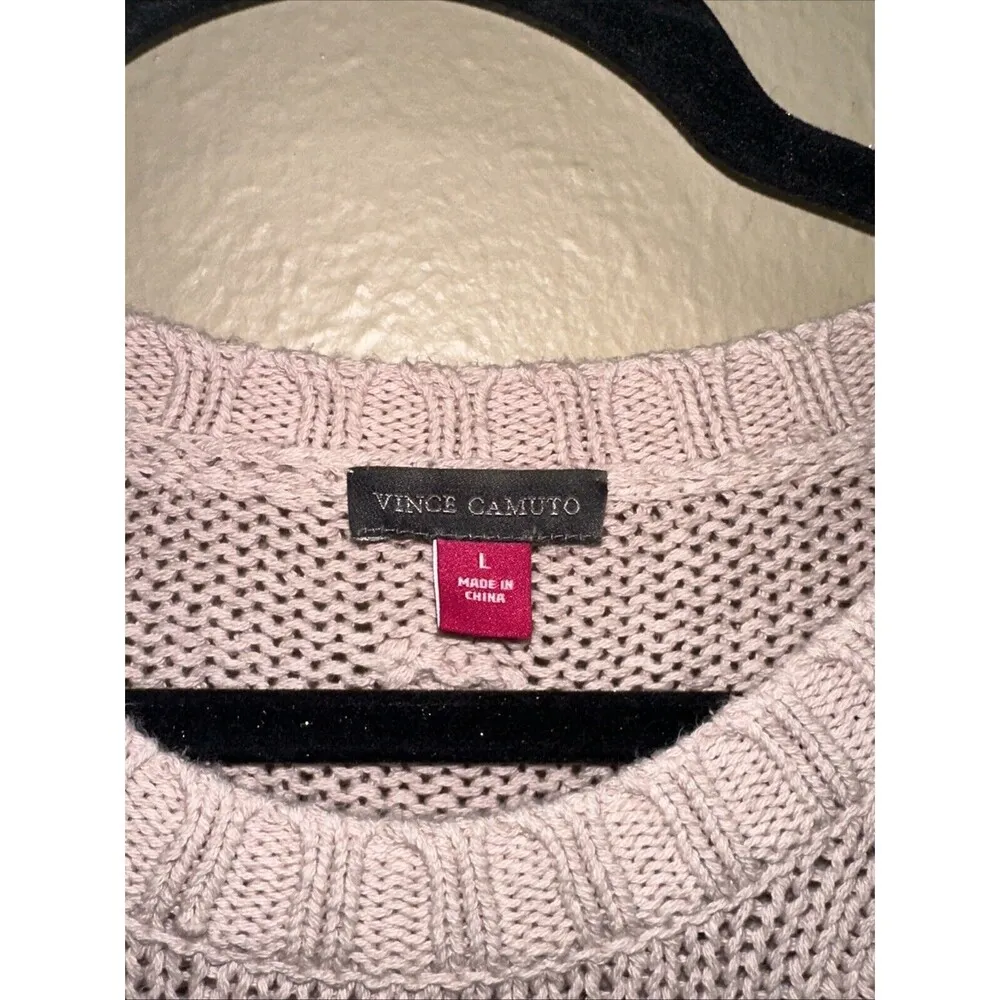 Vince Camuto Womens‎ Sweater Knit Pom Pom Long Sleeve Blush Pink Size L - Image 2