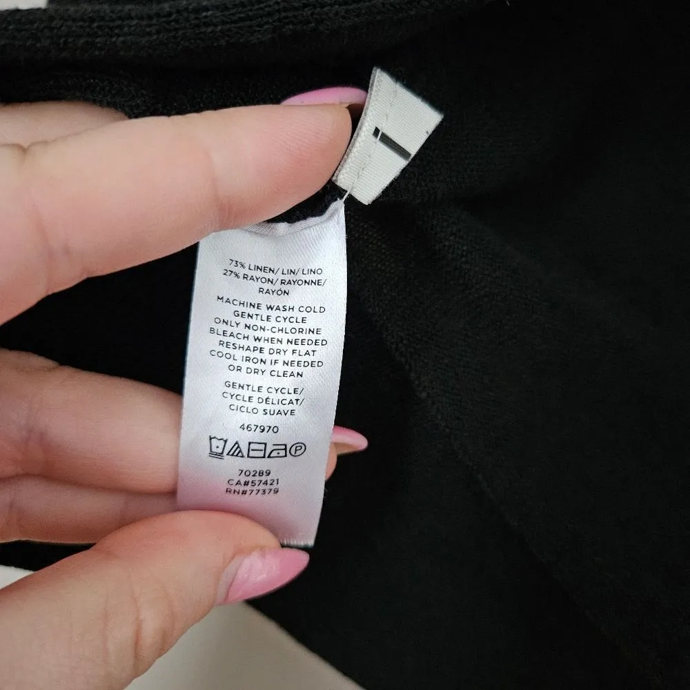 Ann Taylor Cardigan Sweater Short Business Casual Neutral Black Knit Classic - Image 8