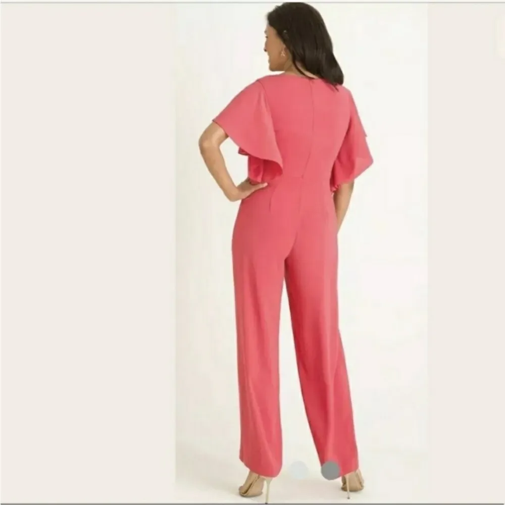 NWT CHICO'S Ruffle Sleeve Jumpsuit Wide Leg
Coral Pink Size 1 - Image 4
