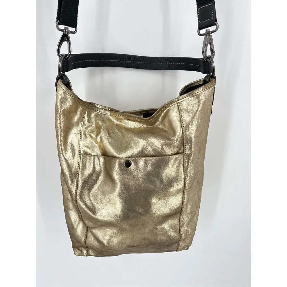 Sorpresa Women's Tote Crossbody Shoulder‎ Bag Gold Metallic Size Large statement - Image 9
