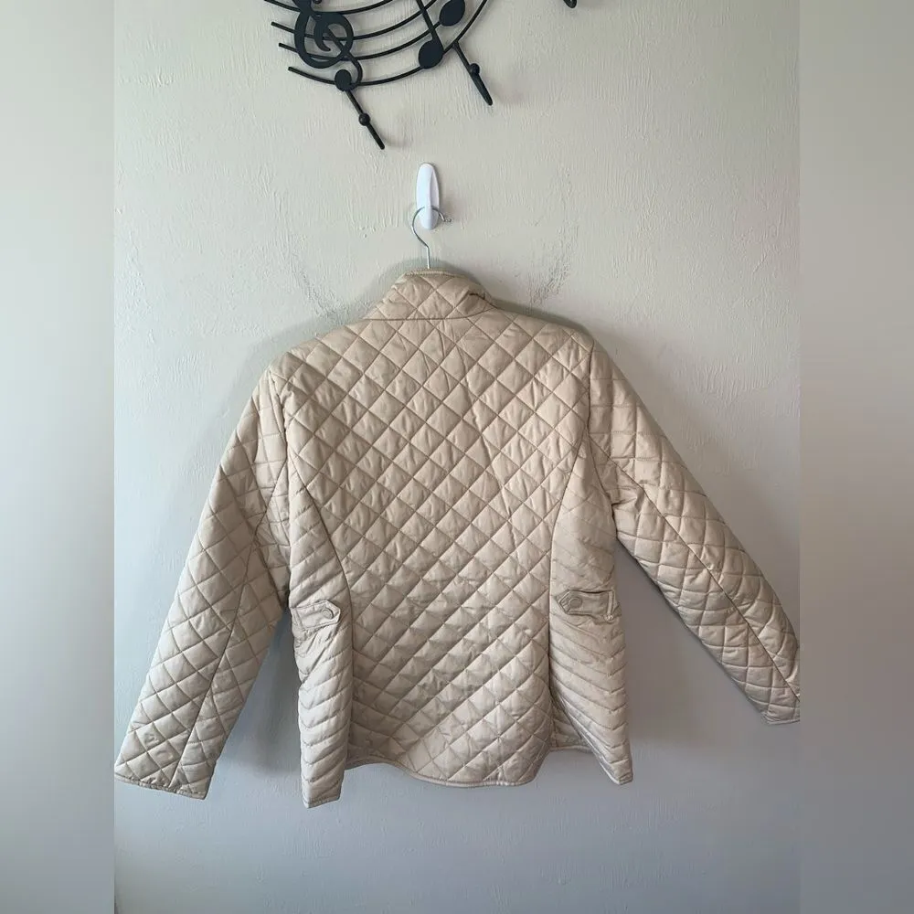 Tommy Hilfiger cream  quilted zip-up jacket size M - Image 4