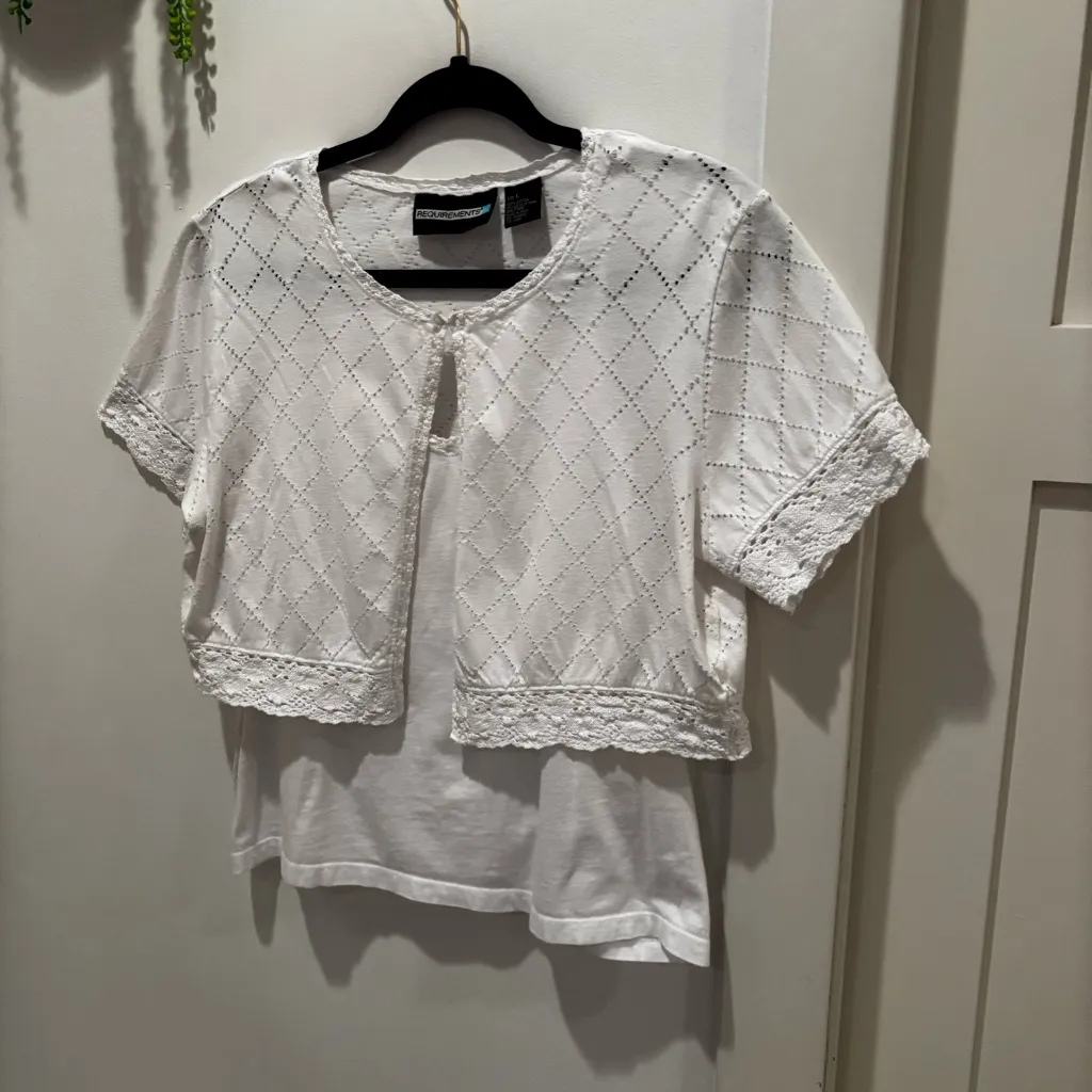 Requirements 90's Vintage Women's Tank Top Shrug Set Lace Trim Detail Size L - Image 2