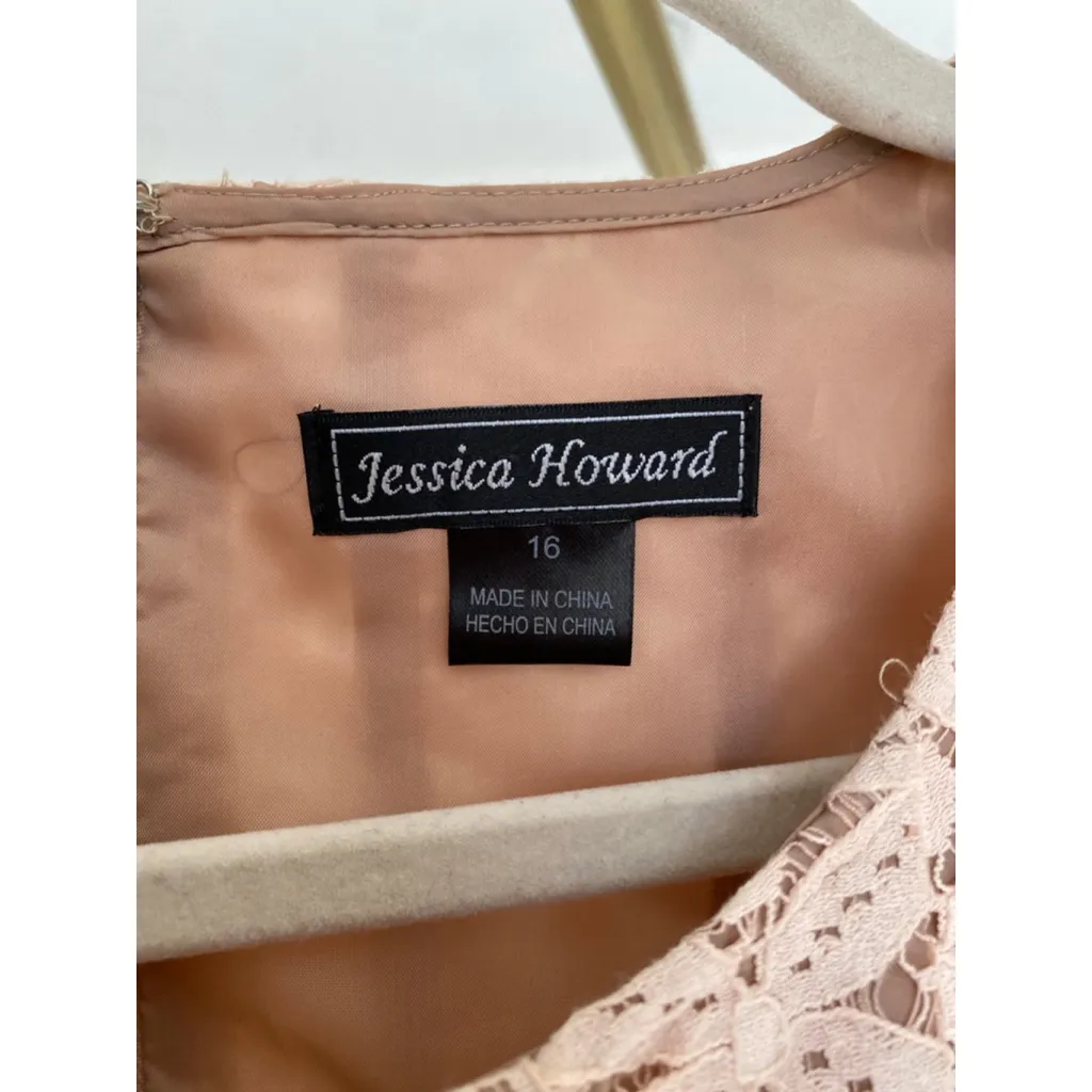 Jessica Howard Blush Lace Coquette Mini Dress 16 Quiet Luxury Wedding Parisian - Image 6