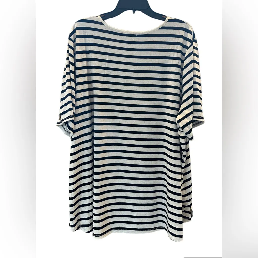 Like New - 89th + Madison Striped Top - Black. - Image 2