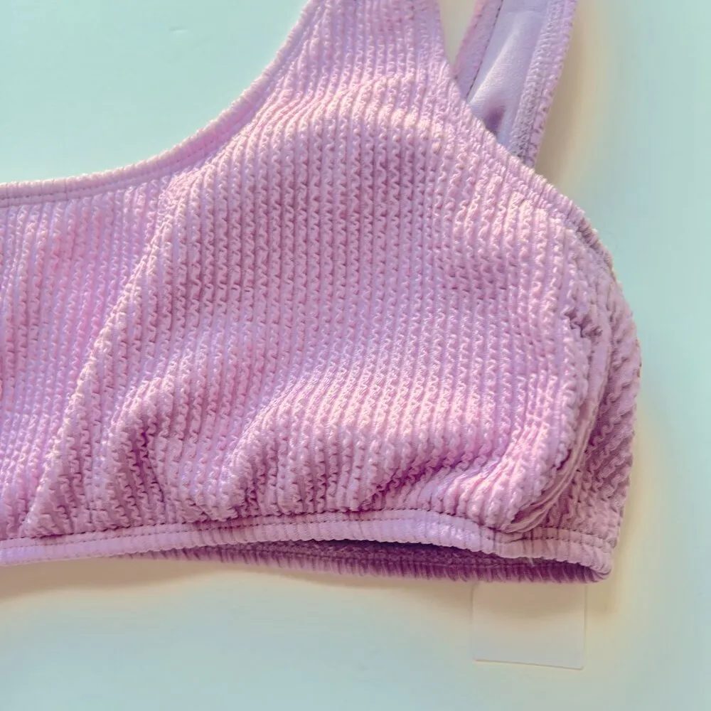 NWT Salt + Cove One Shoulder Side Shirred Bikini Top Dusty Lilac Size Small S - Image 4