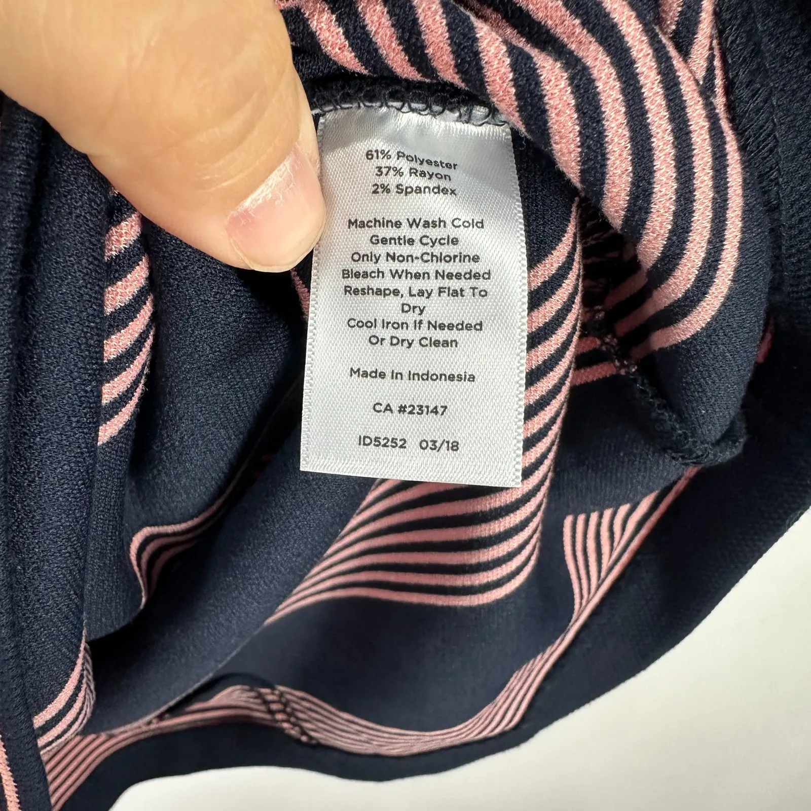 Talbots Dress 6 Navy Pink Stripe Sheath Midi Career Preppy Classic Workwear - Image 4