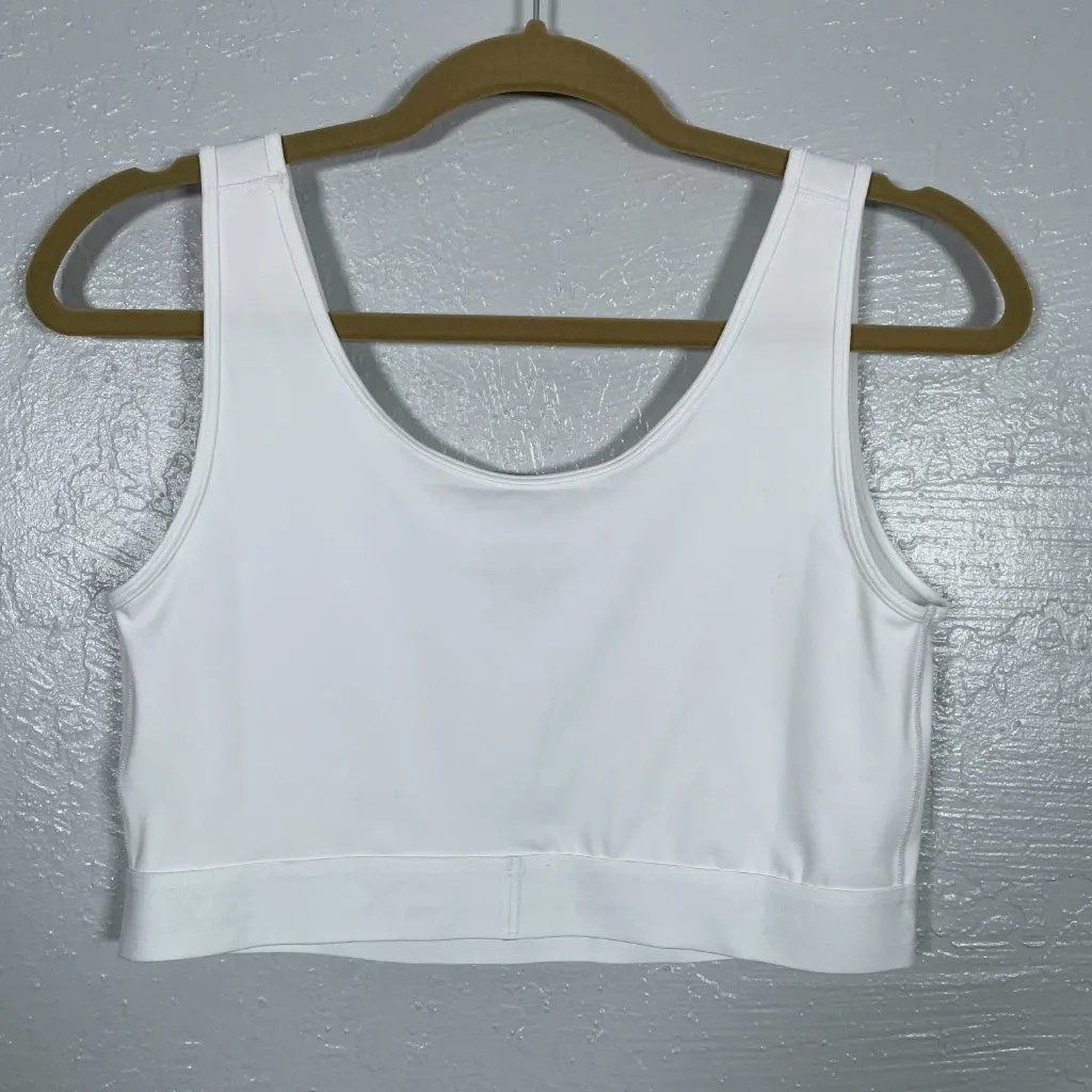 TomboyX Women XL White V Neck Compression Top Medium Support Lined Bra Minimizer - Image 4