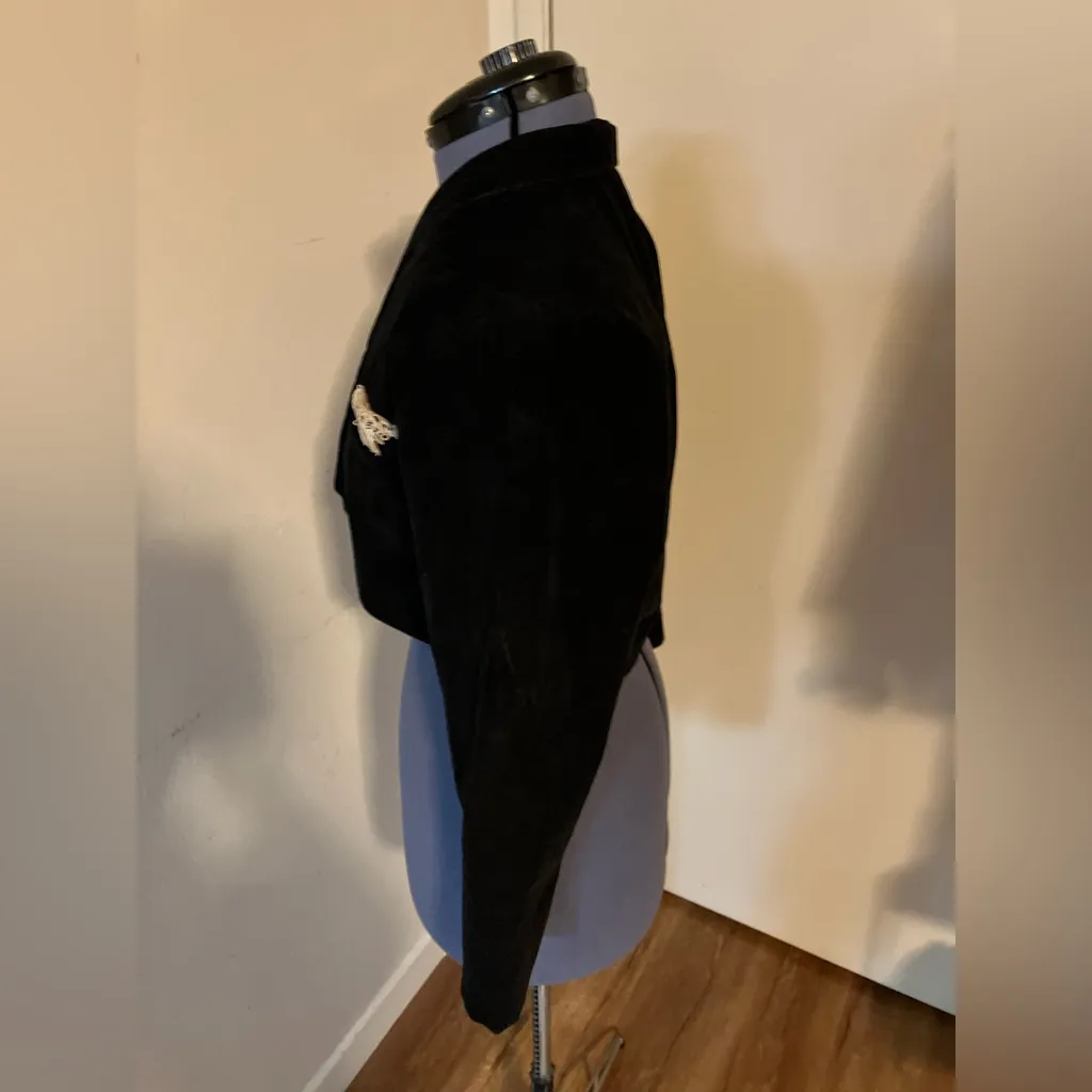 Vintage 1980s You Babes Black Velvet Bolero Jacket, Size Small Pinup Rockabilly - Image 3
