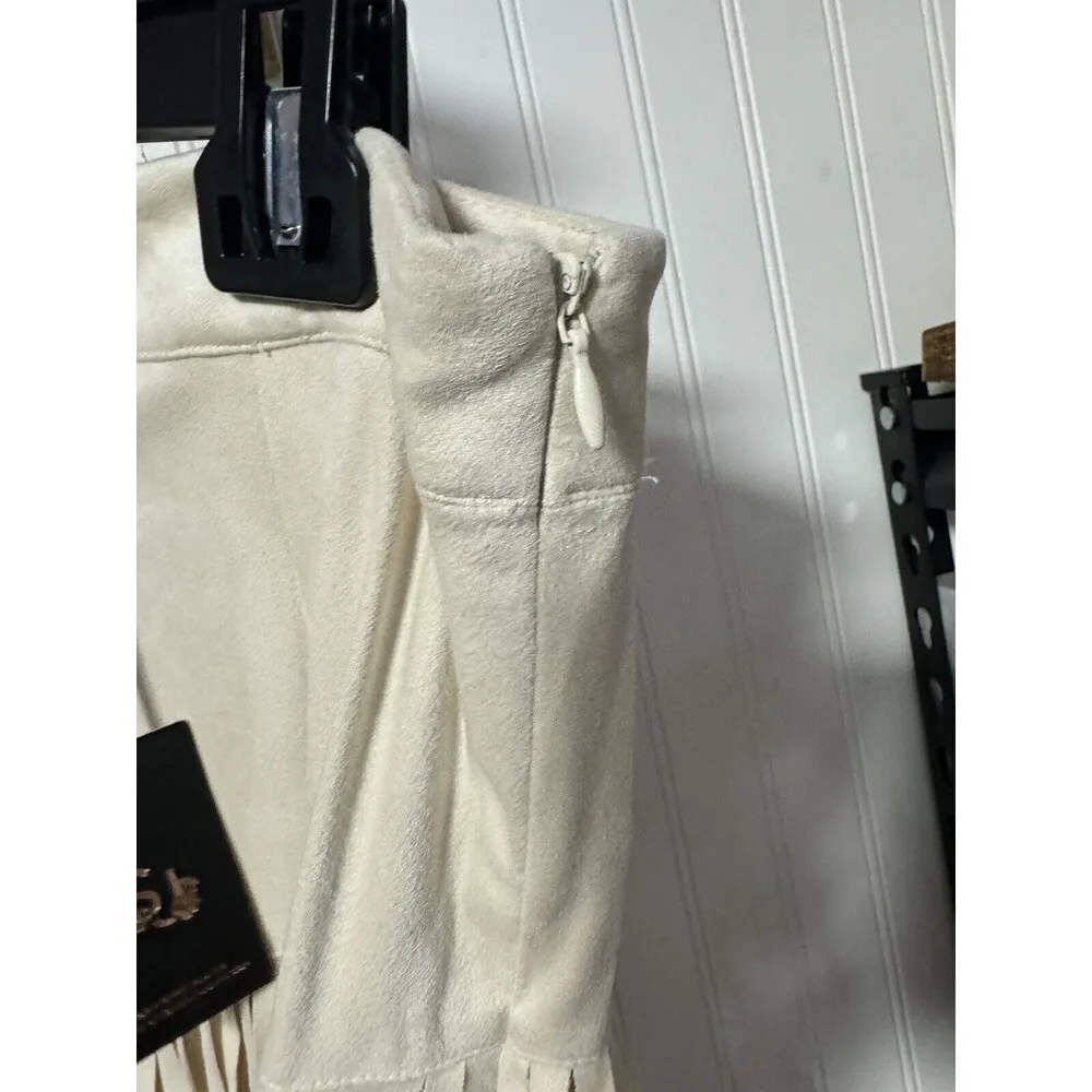 Sincerely Jules women’s XL Fringe Skirt Cream Zipper Side Western - Image 11