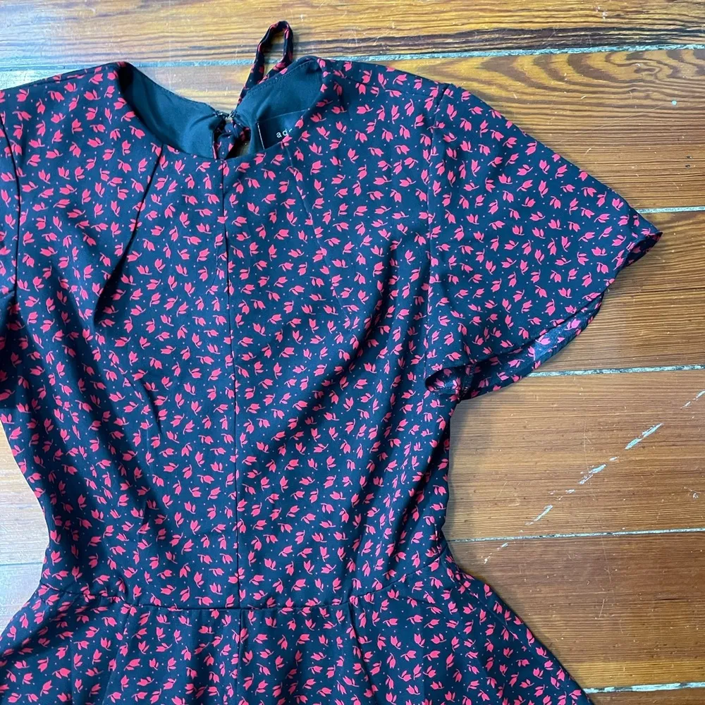 Adelyn Rae Black & Red Floral Flutter Flirty Mini Dress - Size XS - Image 8