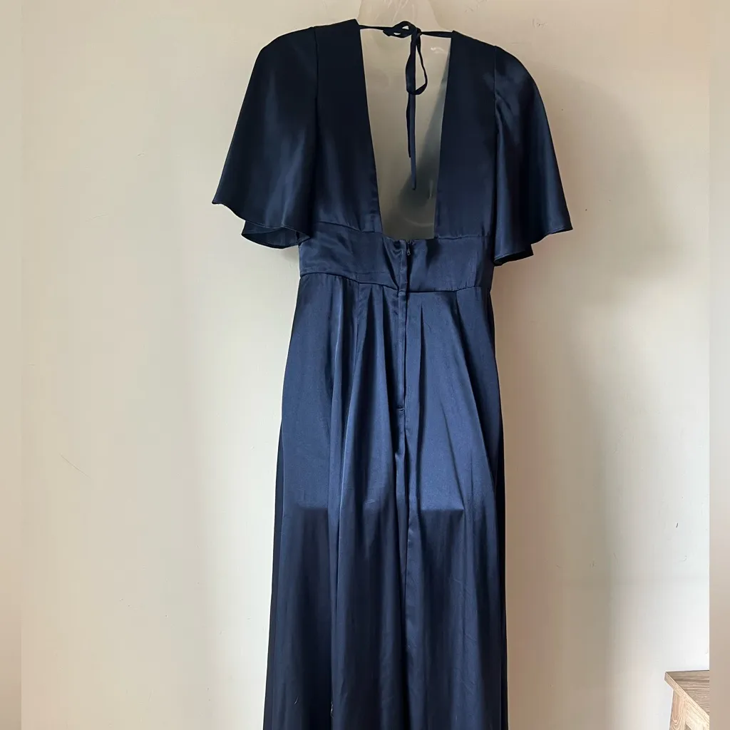 Galina Signature Navy Blue Satin Gown Size 8 - Image 7
