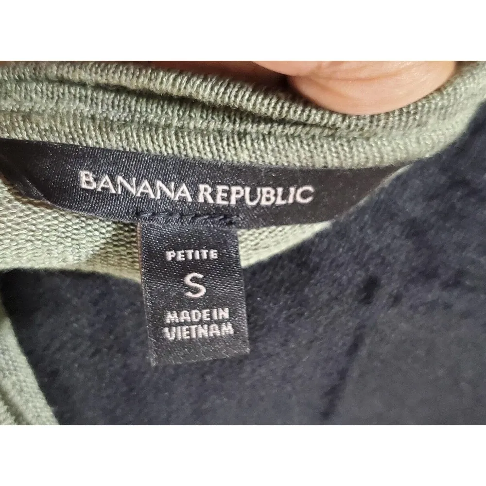 Banana Republic Women Green Polyester Round Neck Long Sleeve Knee Length Dress S - Image 9