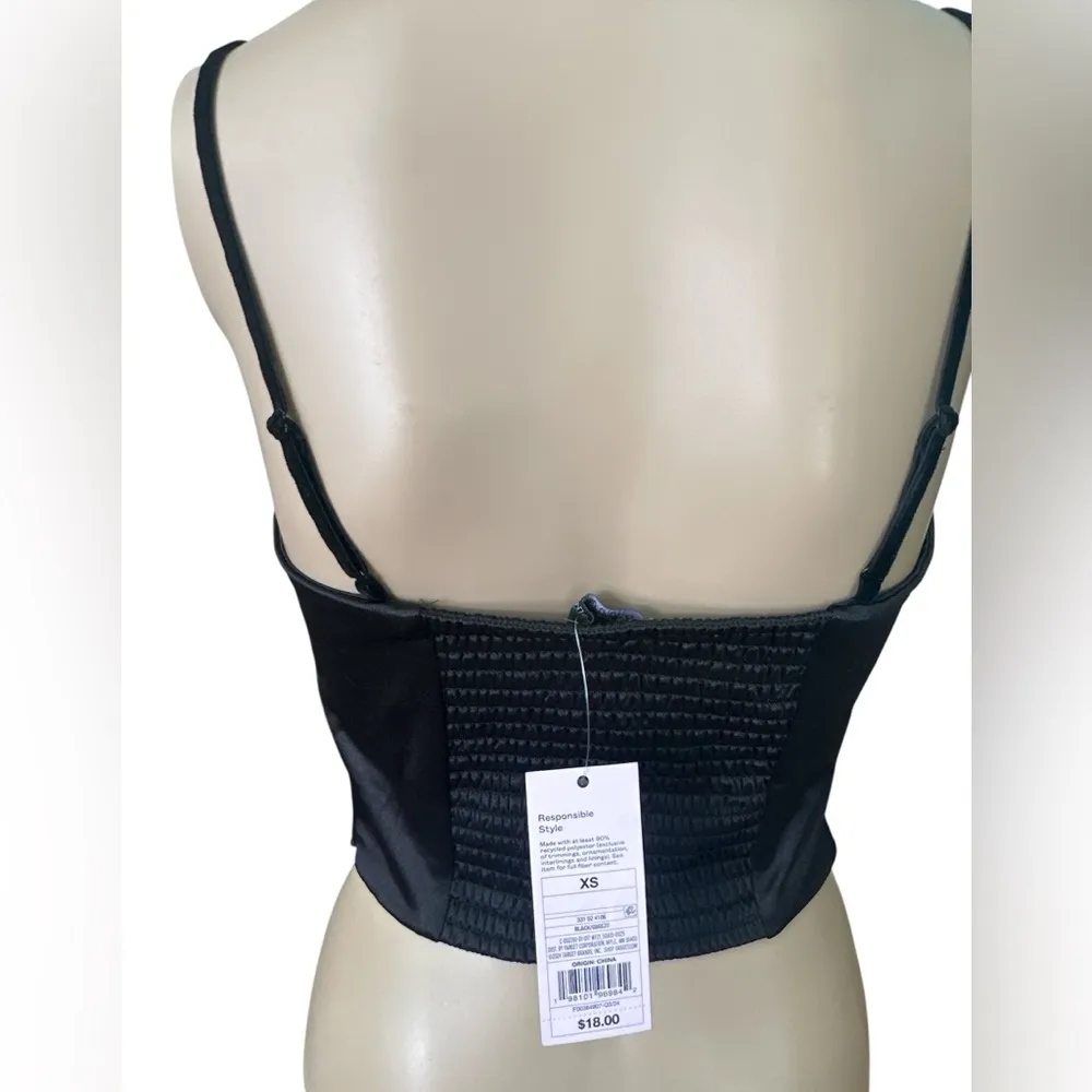 NWT Wild Fable Women's Rosette Satin Corset Tank Top, Size XS- Black - Image 4