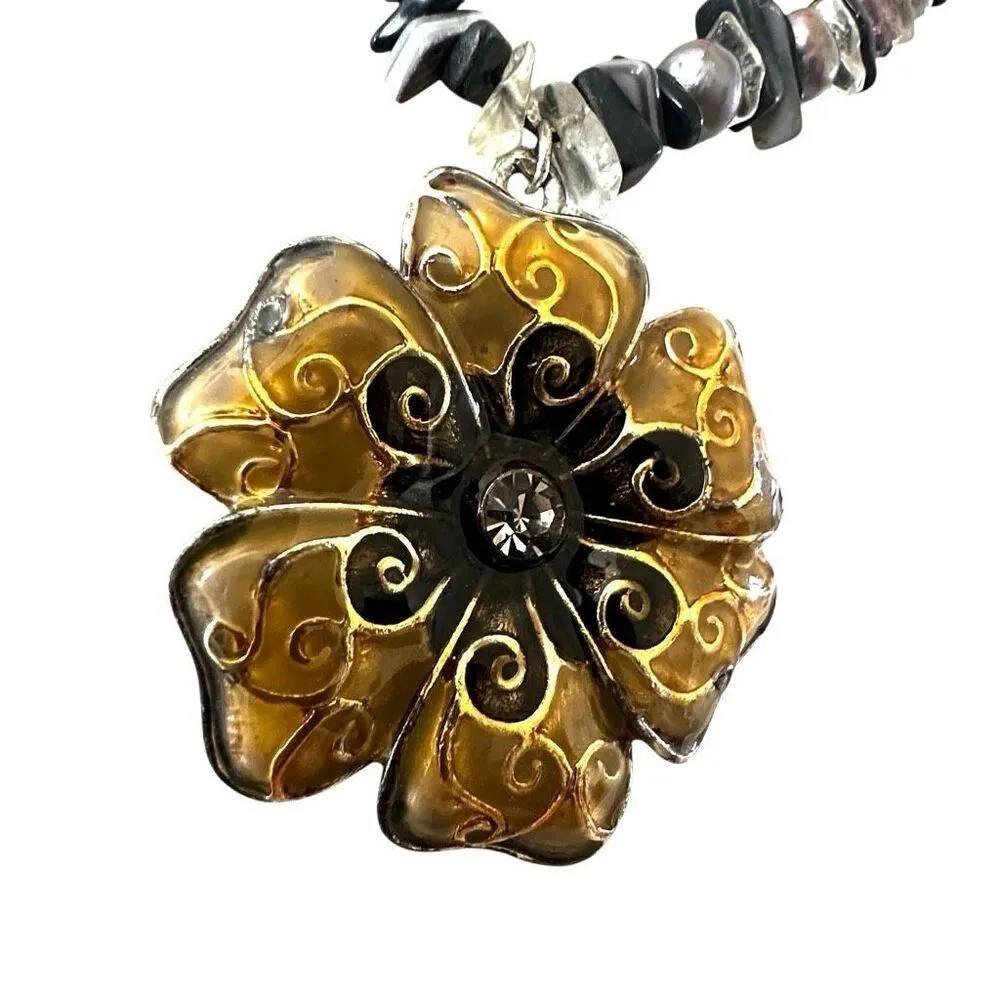 Roman Enamel Flower Statement Necklace - Image 5
