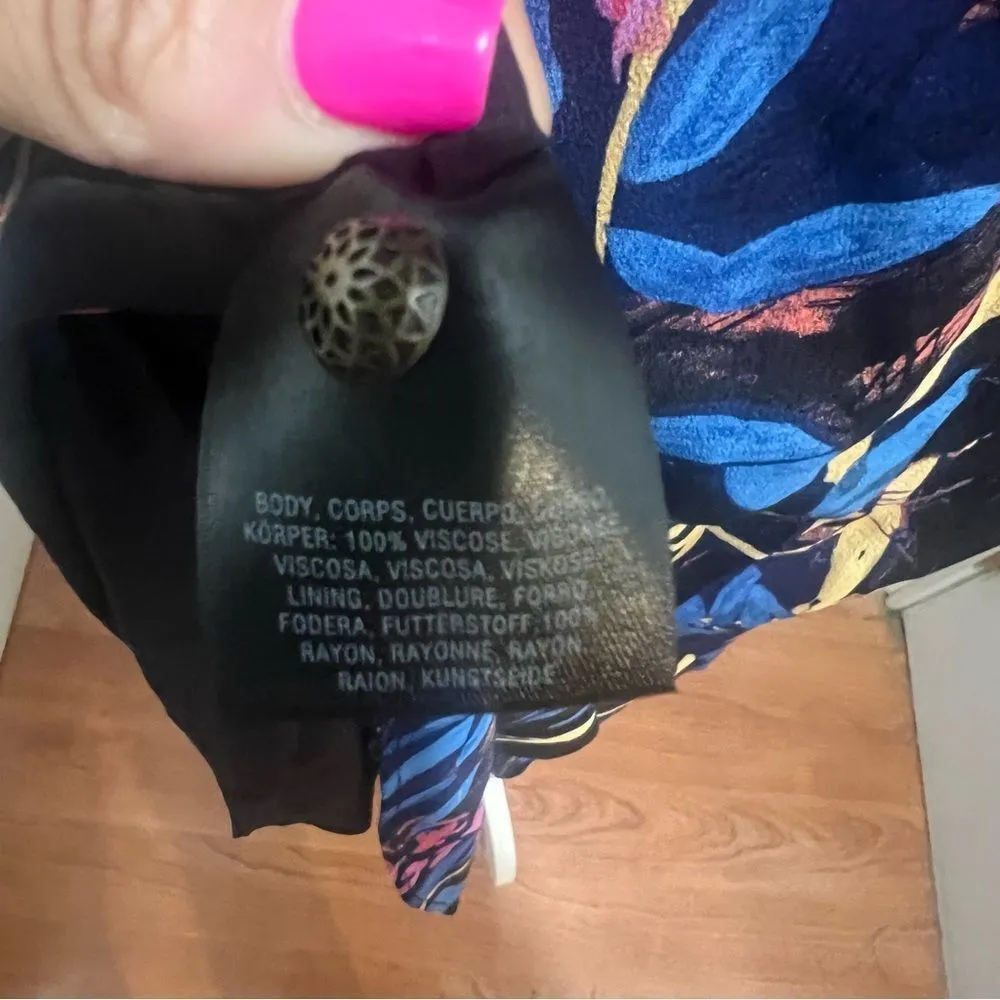 NWOT Anthropologie MAEVE Elia Cold Shoulder midi Dress In Navy Motif size US 8 - Image 8