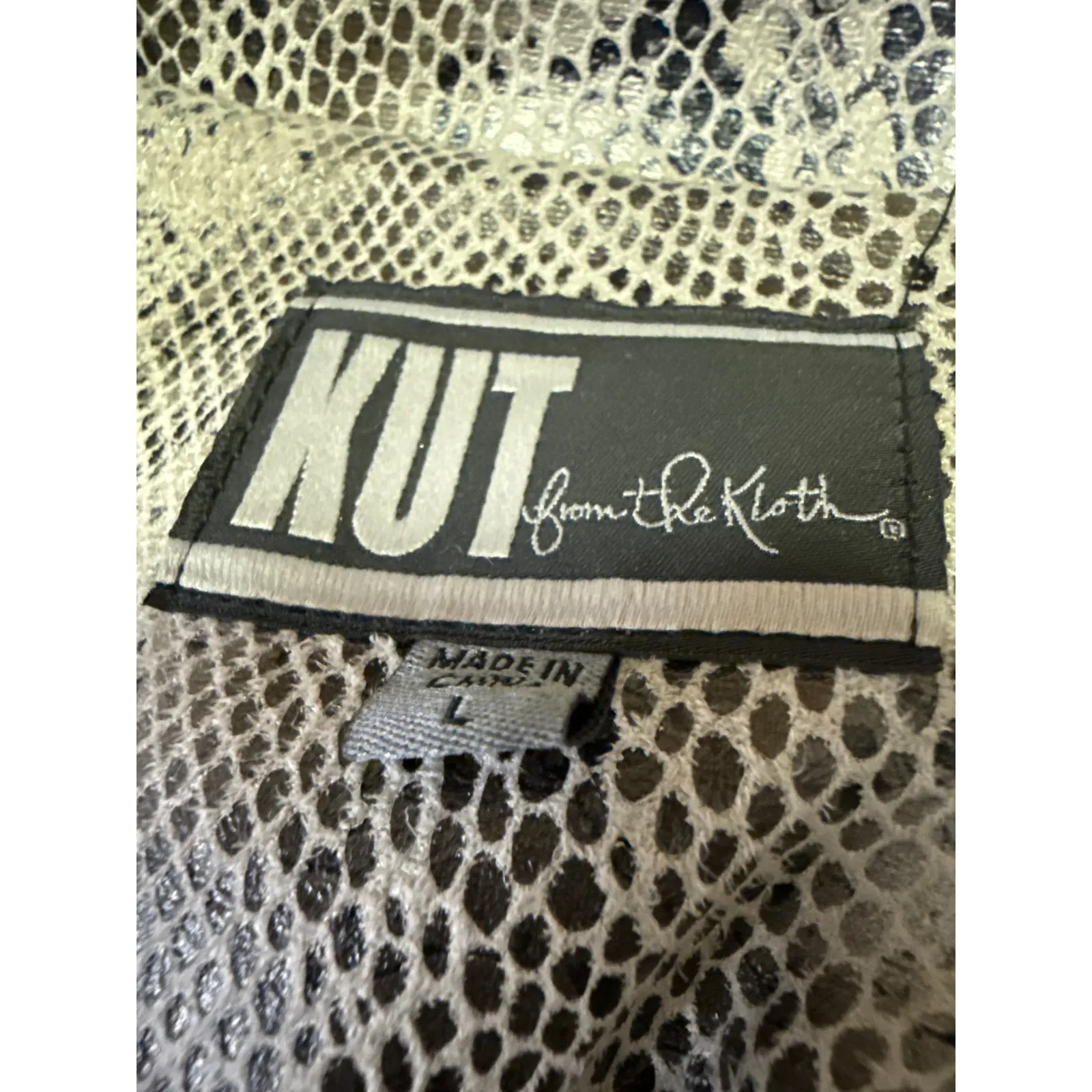 Kut From The Kloth Women Gray Snakeskin Animal Print Zip Up Moto Biker Jacket L - Image 4