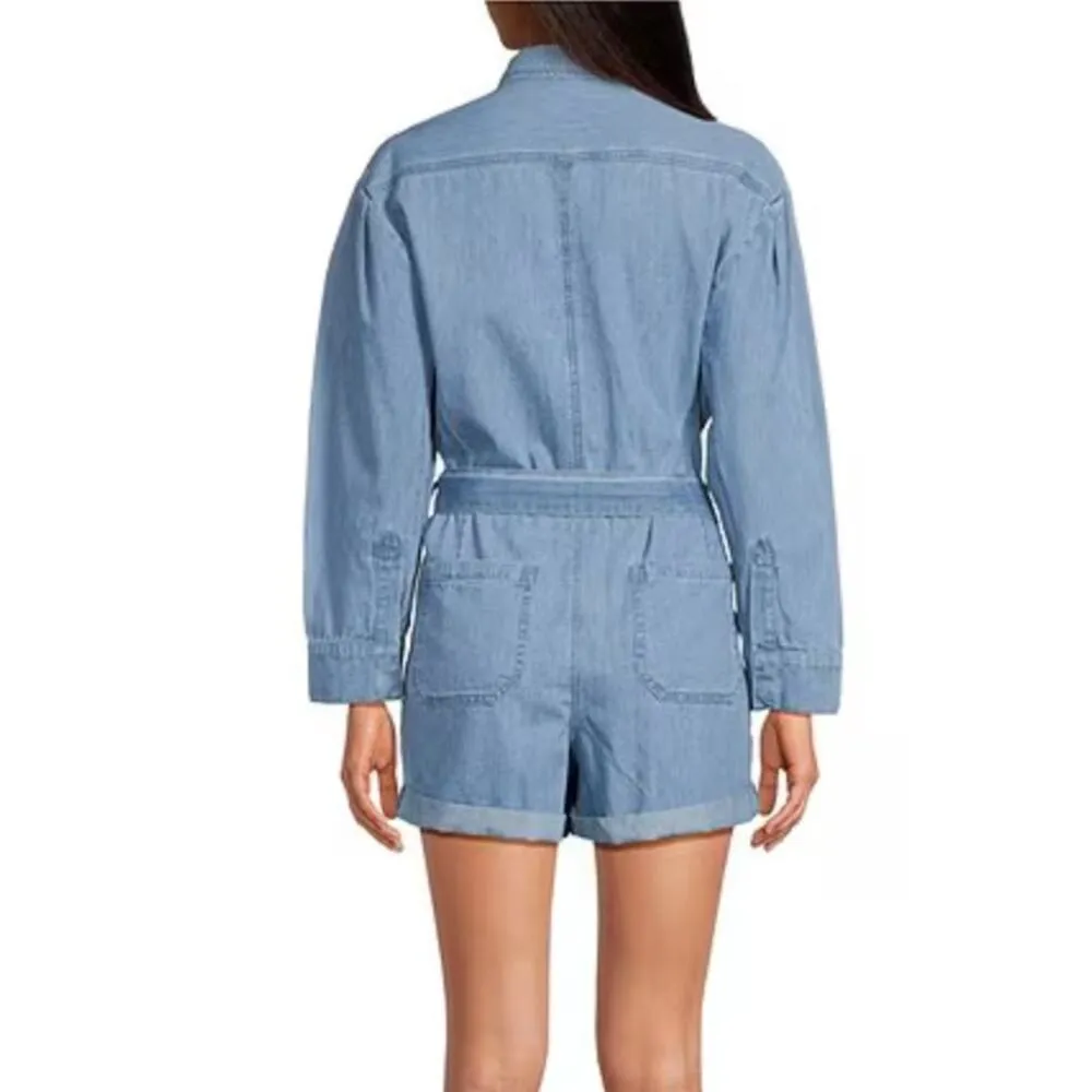 Gianni Bini Charlie Long Sleeve Denim Romper Jumpsuit Utility Blue US 0 NWT - Image 2