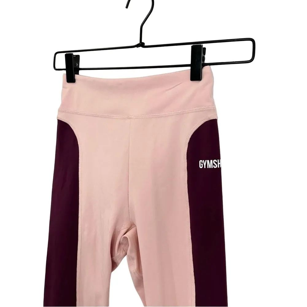 Gymshark Illusion Leggings Full Length Blush Pink Colorblock Size XS - Image 4