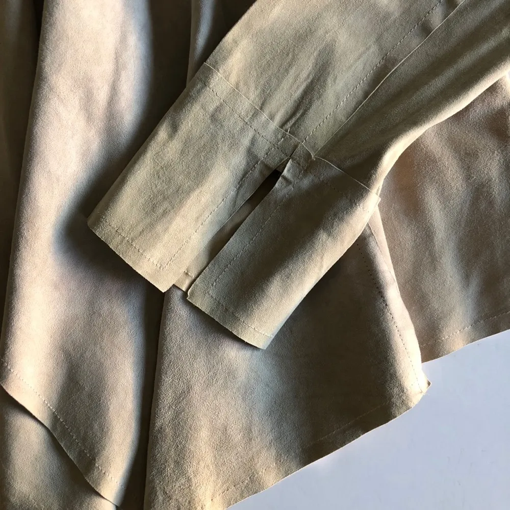 St. John Taupe Goat Suede Draped Open Jacket. Sz 2 - Image 6