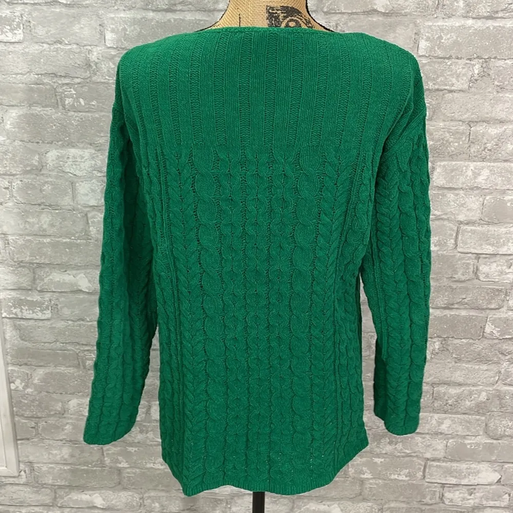 J.Jill Green Cable Knit Sweater - Image 3