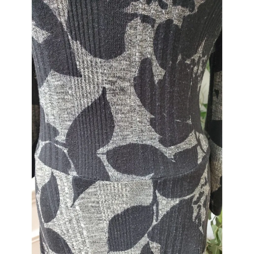 The Line of Style Women's Gray Floral Scoop Neck Long Sleeve Knee Length Dress L Size L - Image 3