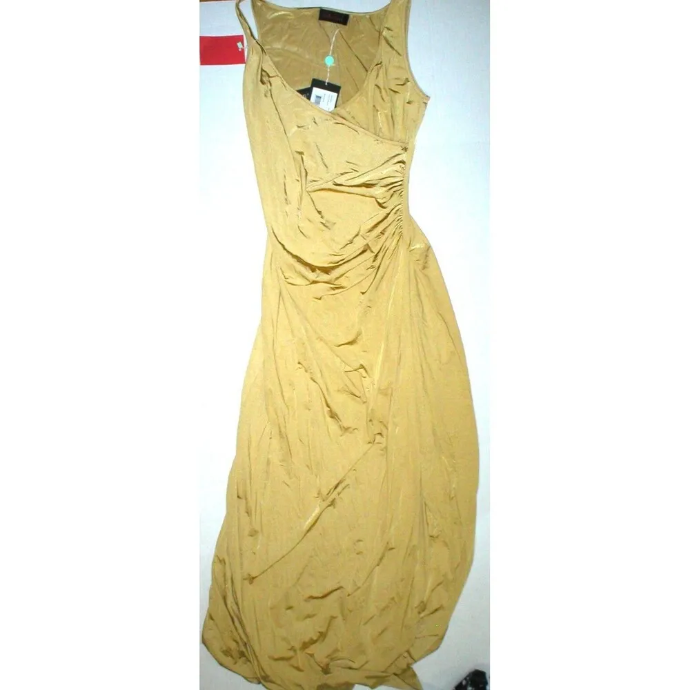 New Womens 8 NWT Dress 44 Betta Beach Gold Split leg Tank Sexy Silky Italy Polya - Image 8