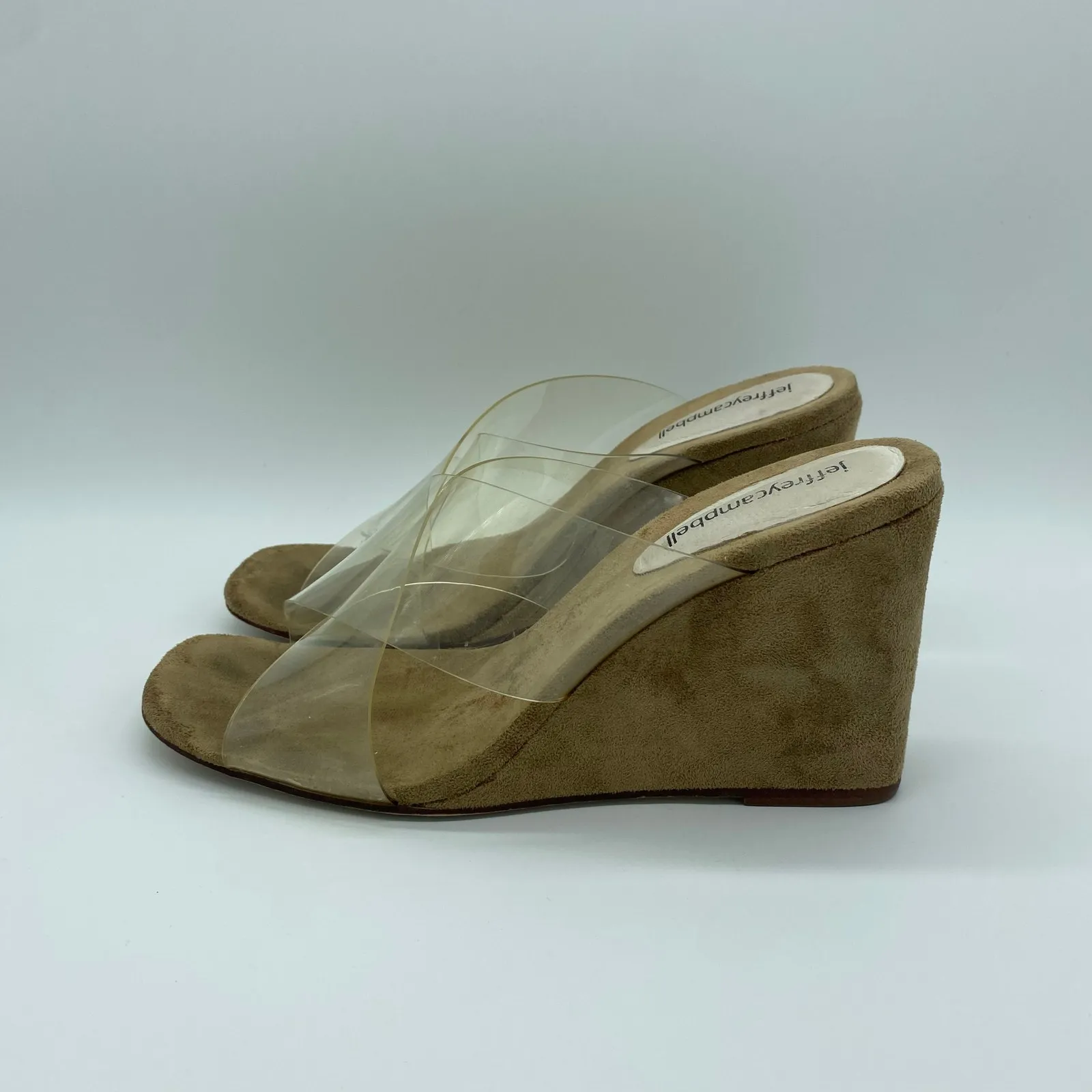 Jeffrey Campbell Mystical Brown Wedge Sandals Clear Strappy Women's size 8 - Image 3