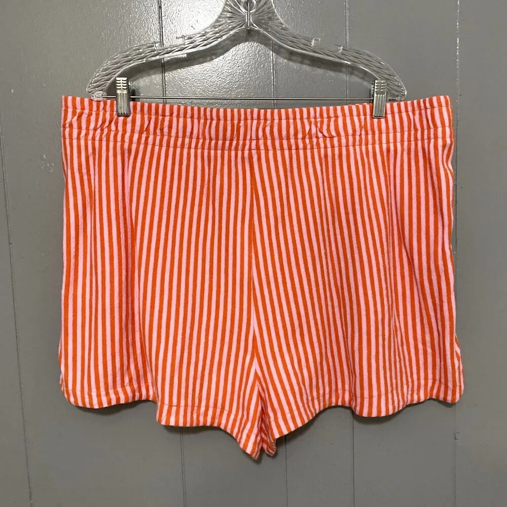 NEW Free Assembly Orange Striped Pull On Terry Cloth Beach Summer Shorts XXXL Size undefined - Image 2