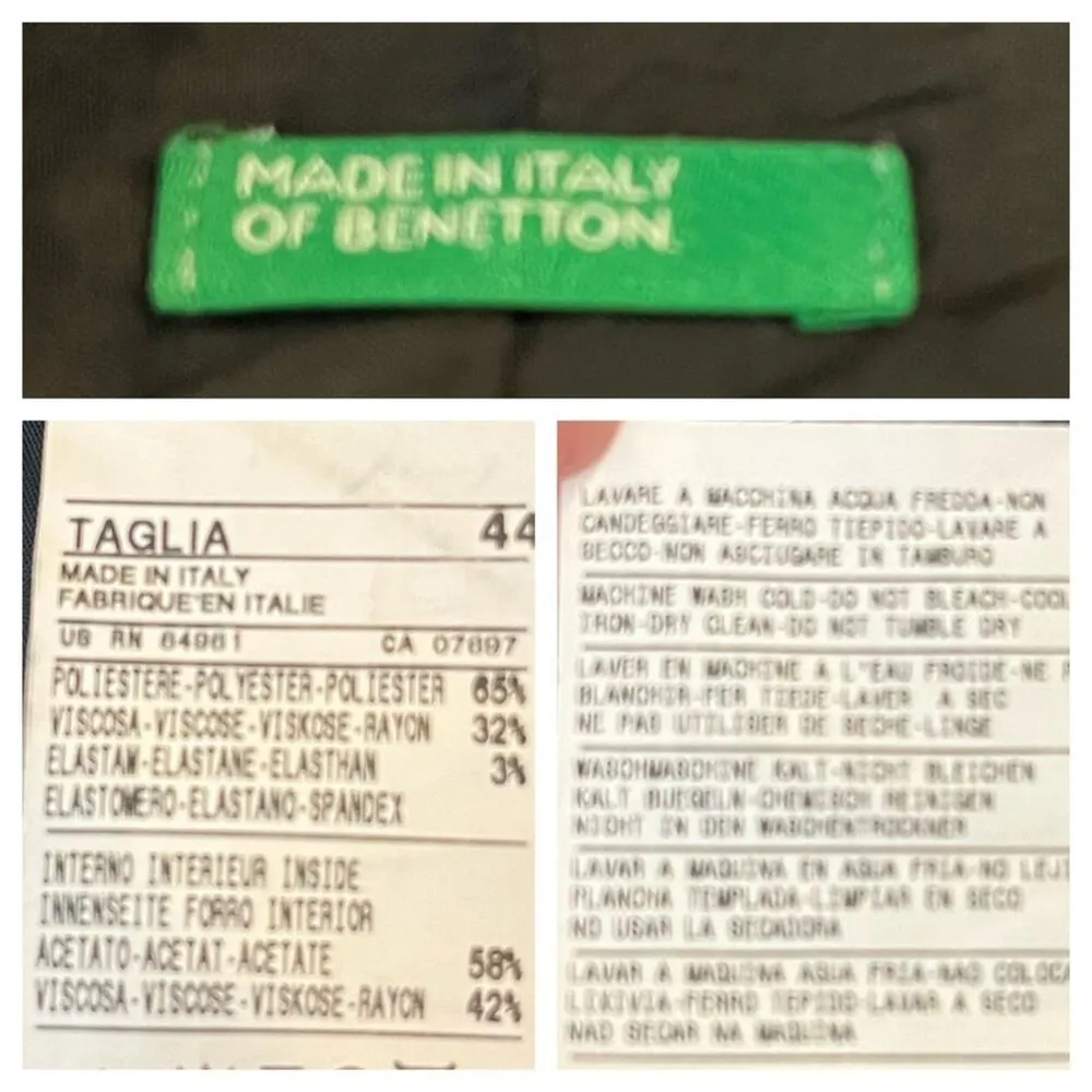 Benetton Blazer One Button Notch Lapel Classic Charcoal Gray Women’s Size 12 - Image 11