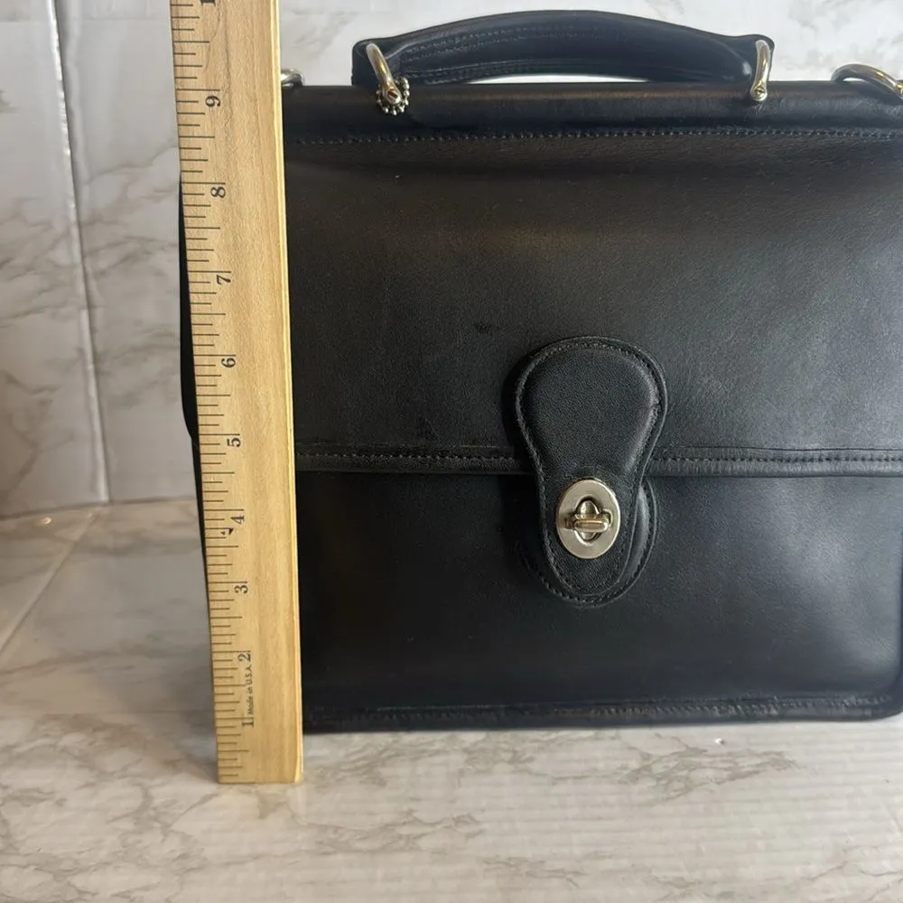 Vtg Coach Willis Handbag Black Leather Crossbody Turnlock Closure 9927 old money - Image 16