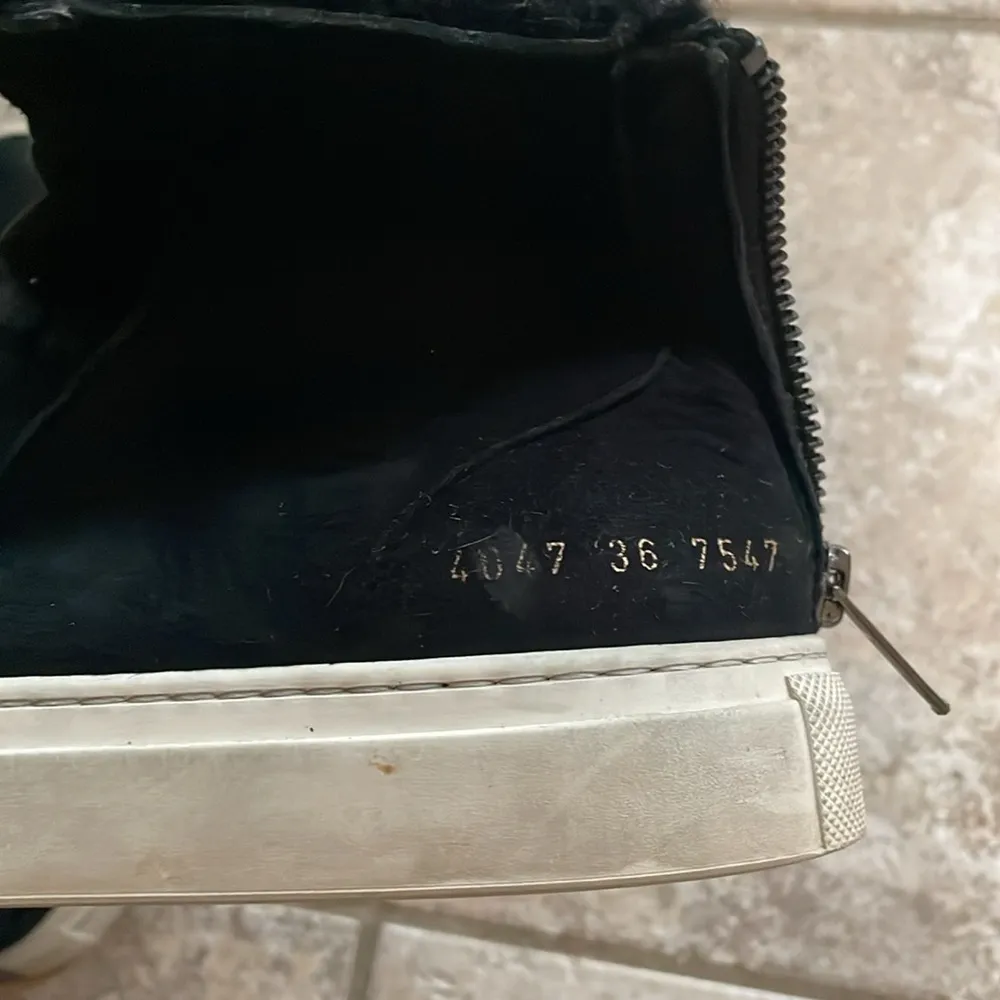 Common Projects Tournament Suede and Shearling High Top Sneakers Black Size 5 - Image 12