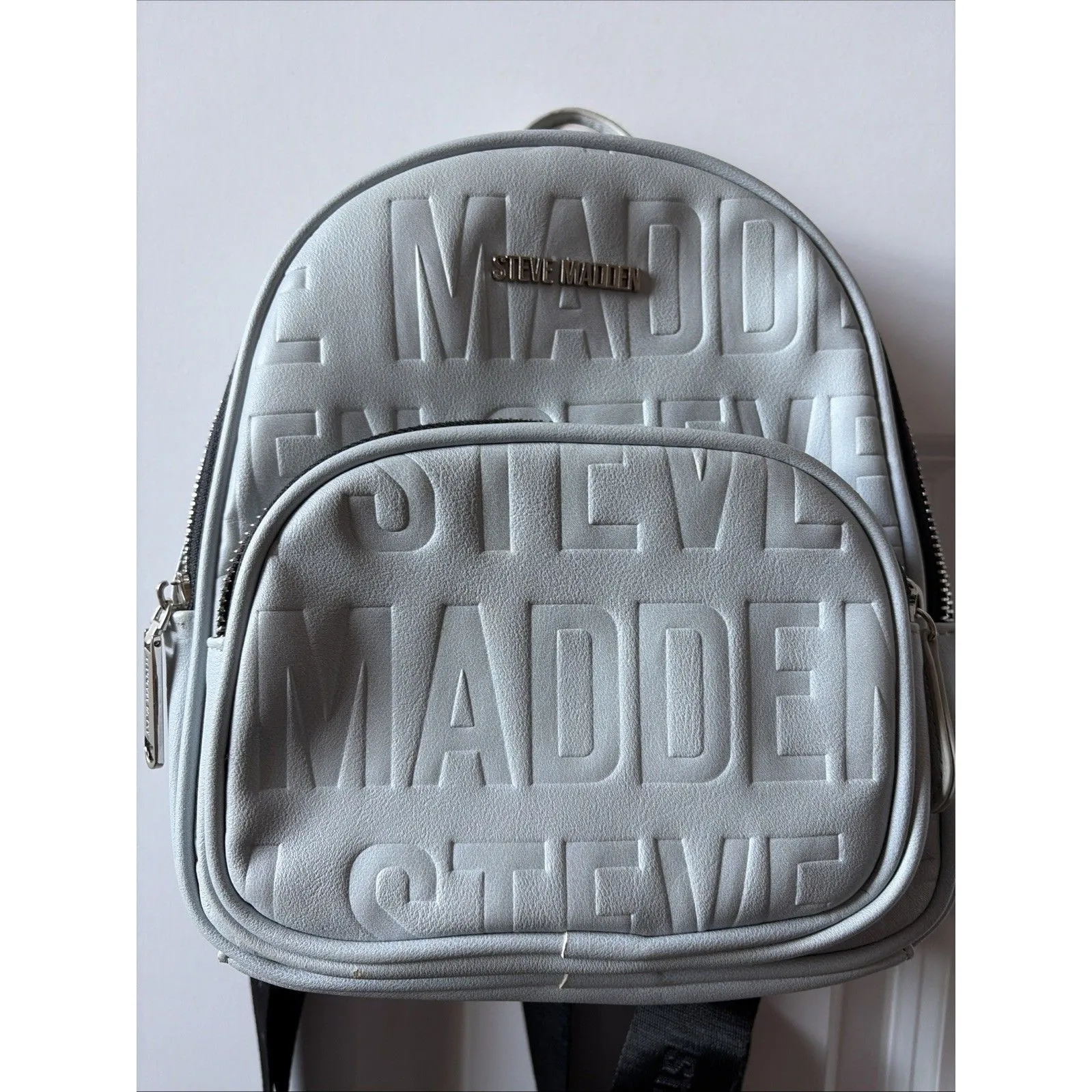 Steve Madden Logo Mini Backpack Grey and Black - Image 2