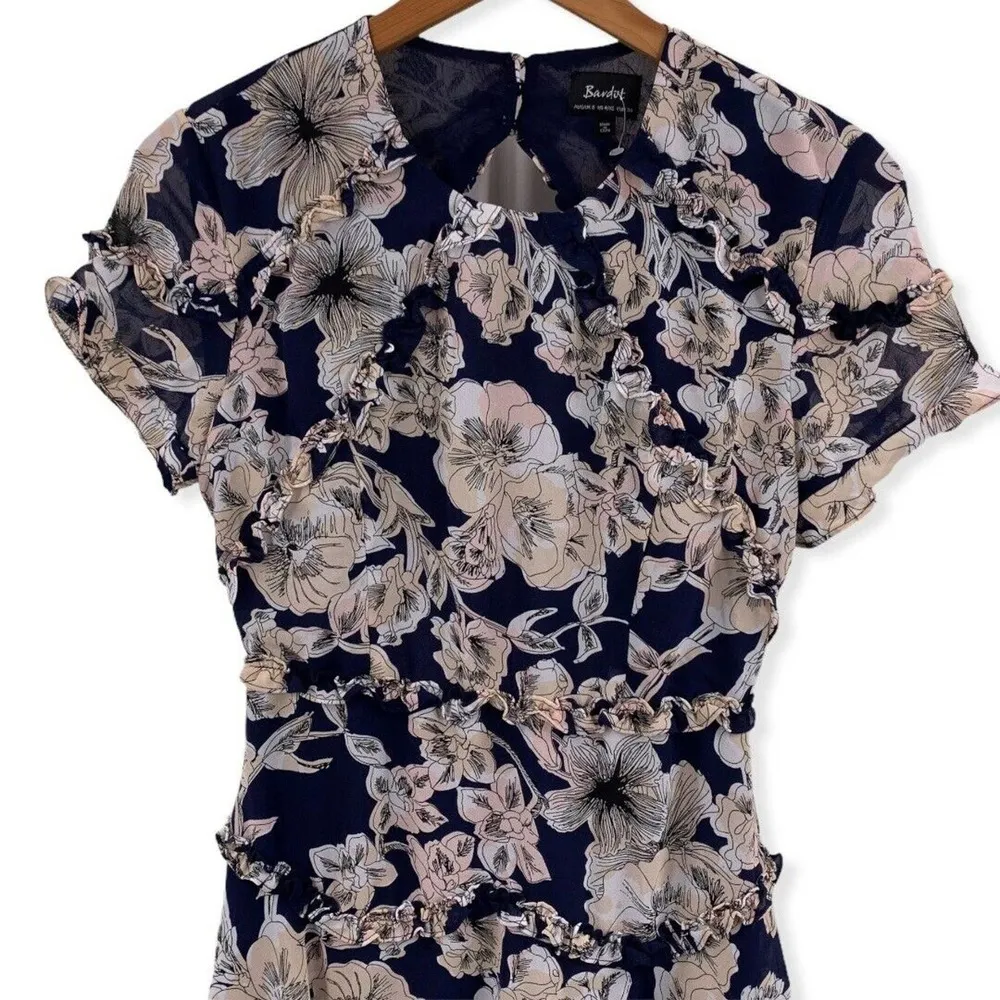 Bardot Floral Open Back Mini Dress Size 4 - Image 2