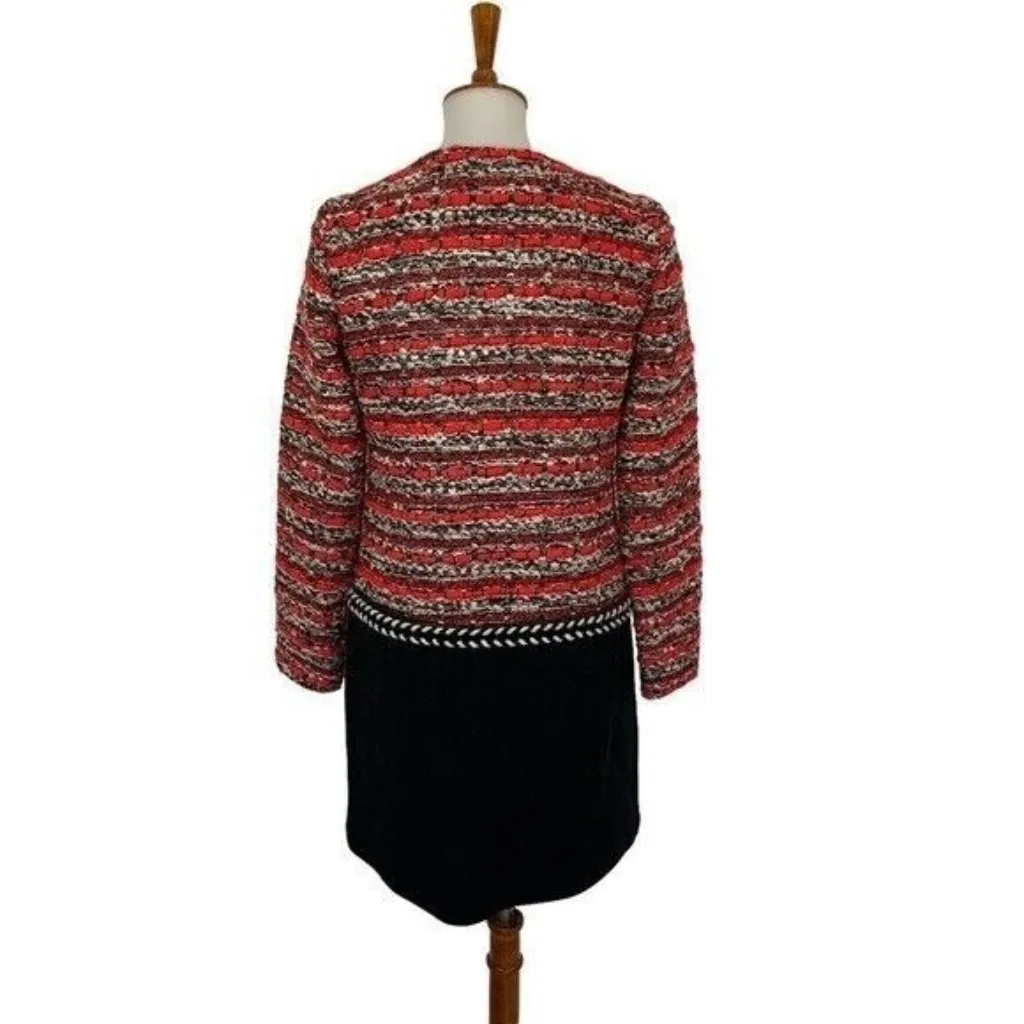 Milly‎ Jacket 2 Black Red Textured Tweed Blazer Workwear Party - Image 4