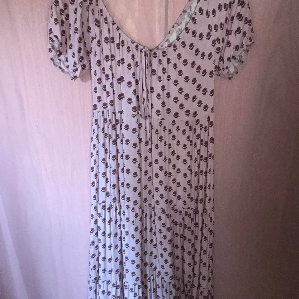 Pink and Purple Floral Print Babydoll Dress Size L - Image 4