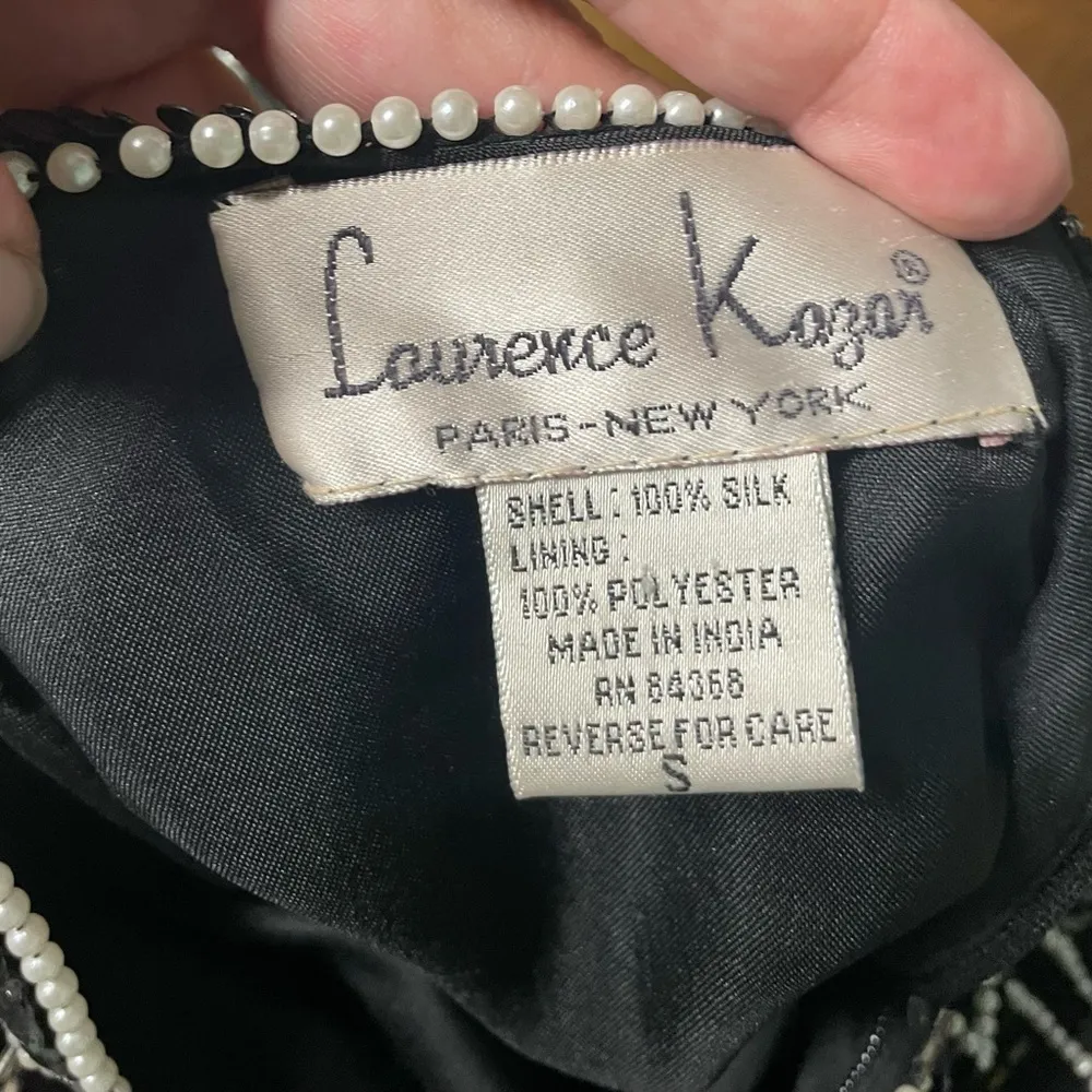 Vintage LAWRENCE KAZAR PEARL Hand Beaded Silk Long Formal Gown Retro Glam Sm - Image 13