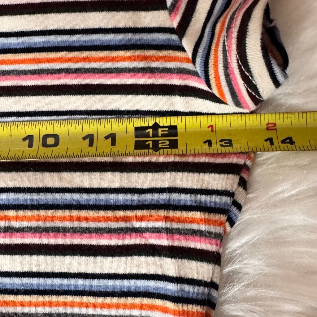 Forever 21‎ White and Brown Cap Sleeve Crop Top sz S striped multicolor 13.5 ptp - Image 3