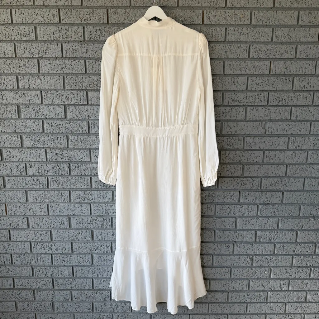 DIANE VON FURSTENBERG Agna Tie Neck Long Sleeve Silk Midi Dress Ivory Sz 6 $528 - Image 10
