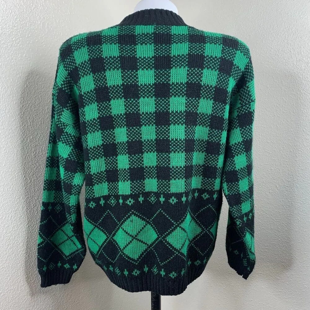 Vtg Green Black Sweater Pullover Made In USA Women’s Sz S/M? - Image 4