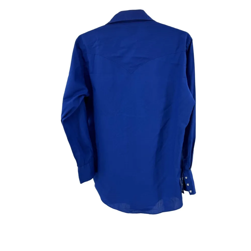 Chute #1 rodeo pearl snap Shirt embroidered roses red white blue western M Size M - Image 2