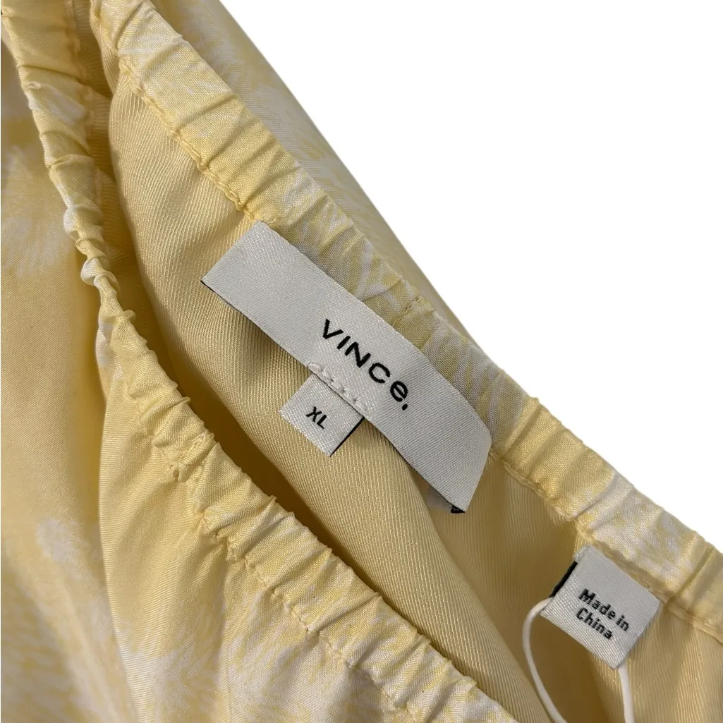 Vince 100% Silk Yellow Elastic Waist Tiered Skirt X-Large - Image 3