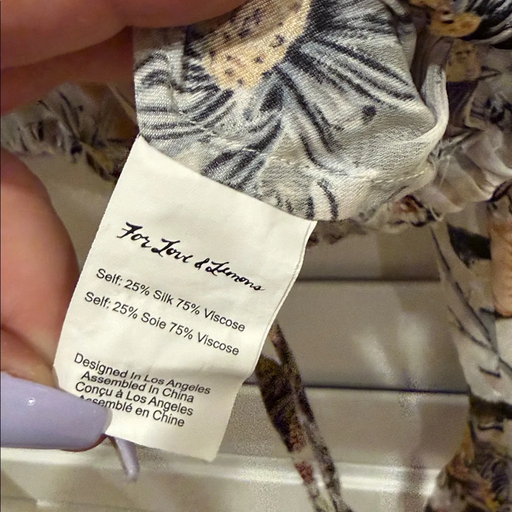 For Love And Lemons Floral Ruffle Blouse - Gray and Brown - Image 3