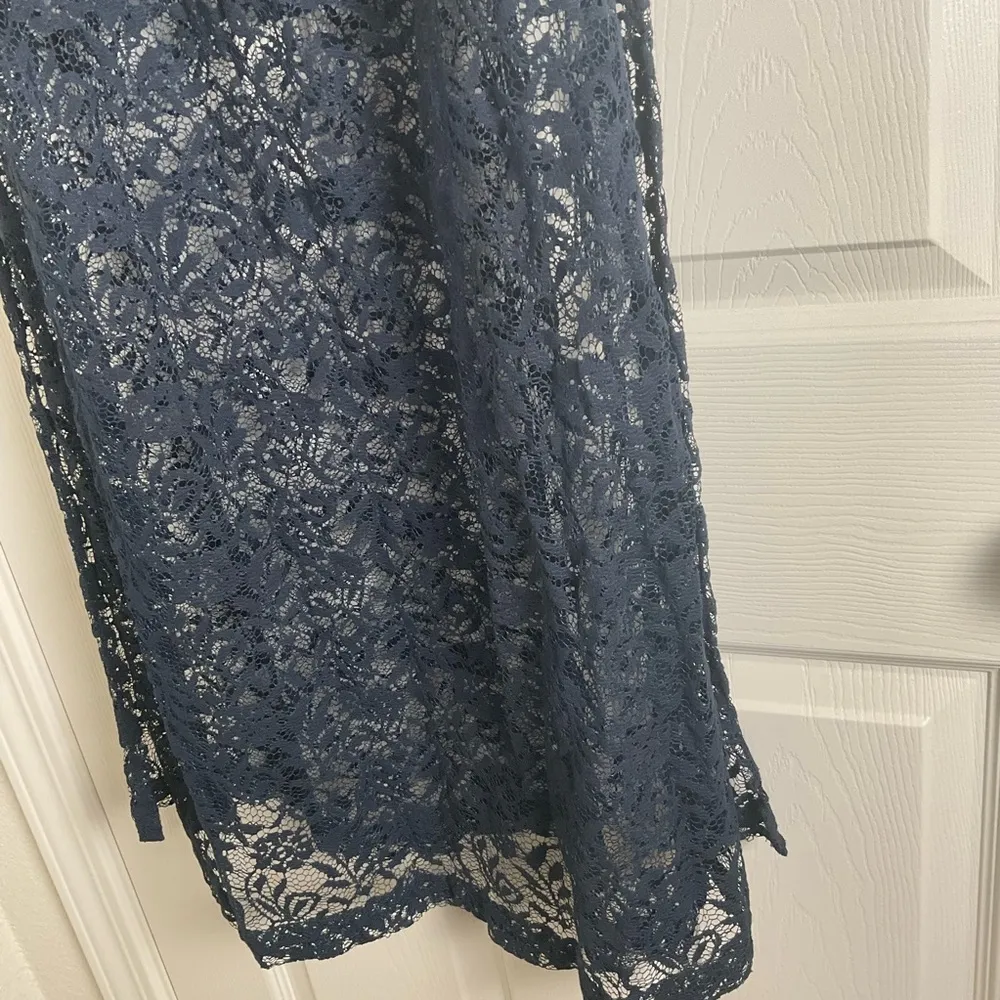 Abercrombie & Fitch Navy Blue Lace Straight Maxi Skirt Medium. - Image 8
