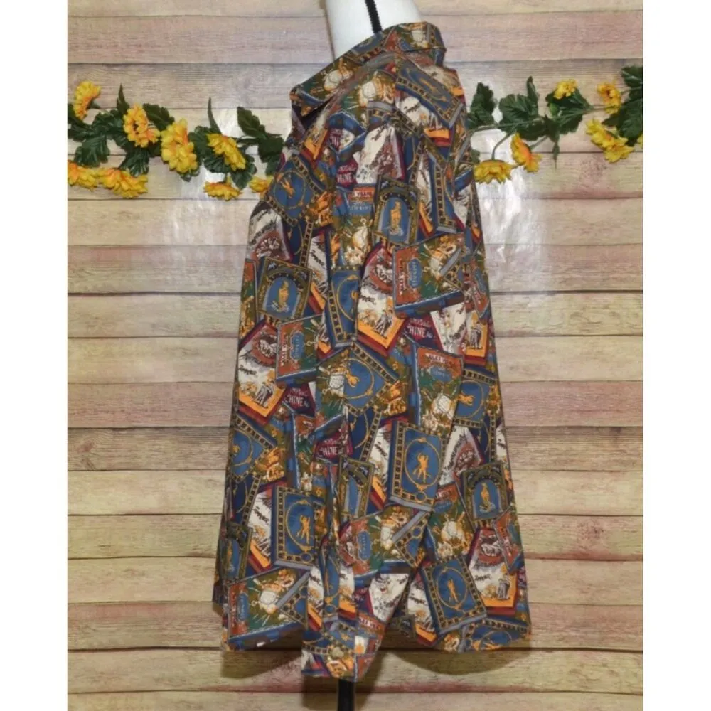 Vintage Eagle River Traders Ladies 16 Brown Print Long Sleeve Button Front Shirt - Image 4