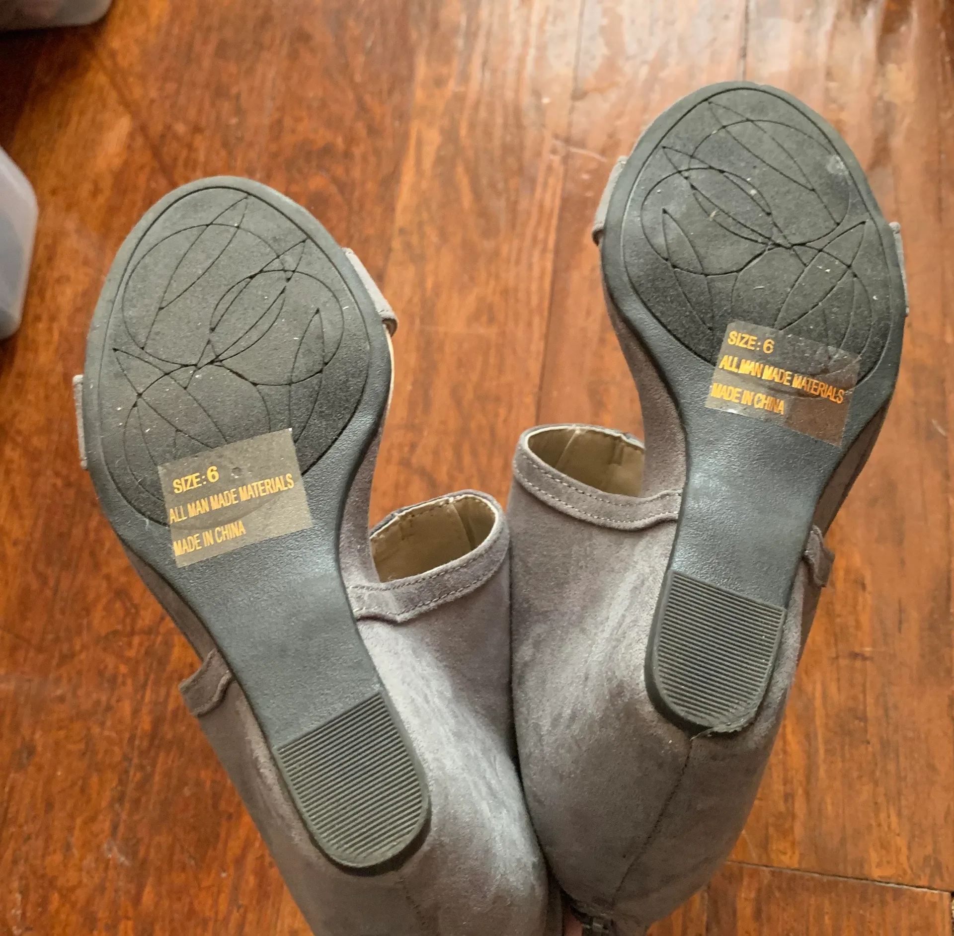 Gray Lace Up Open Toe Wedge Sandal Heels Size 6 - Image 5