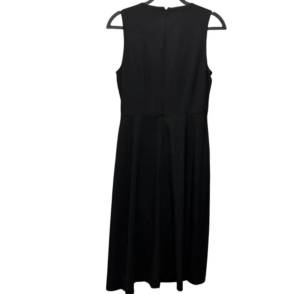 Alex Marie Womens Black Sleeveless Wrap Style Midi Dress With Ring Detail Size 6 - Image 2