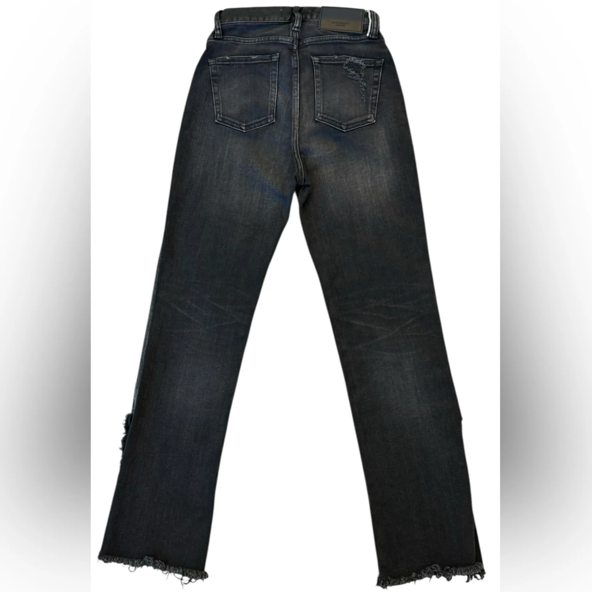 Moussy Vintage Alhambra Flare Jeans Split Hem High Rise Japanese Denim Size 24 Black - Image 9