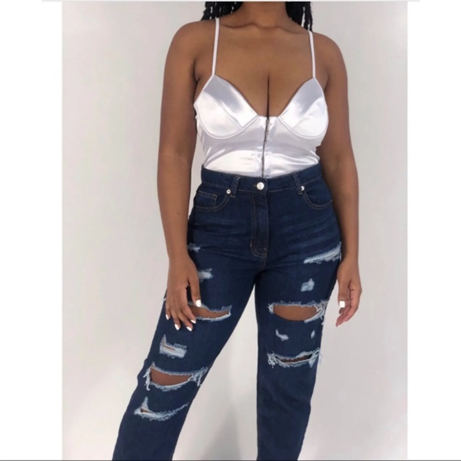 NWT K Too Corset Bodysuit Womens S White Satin Stretch Sexy Y2K Glam Night Out - Image 2