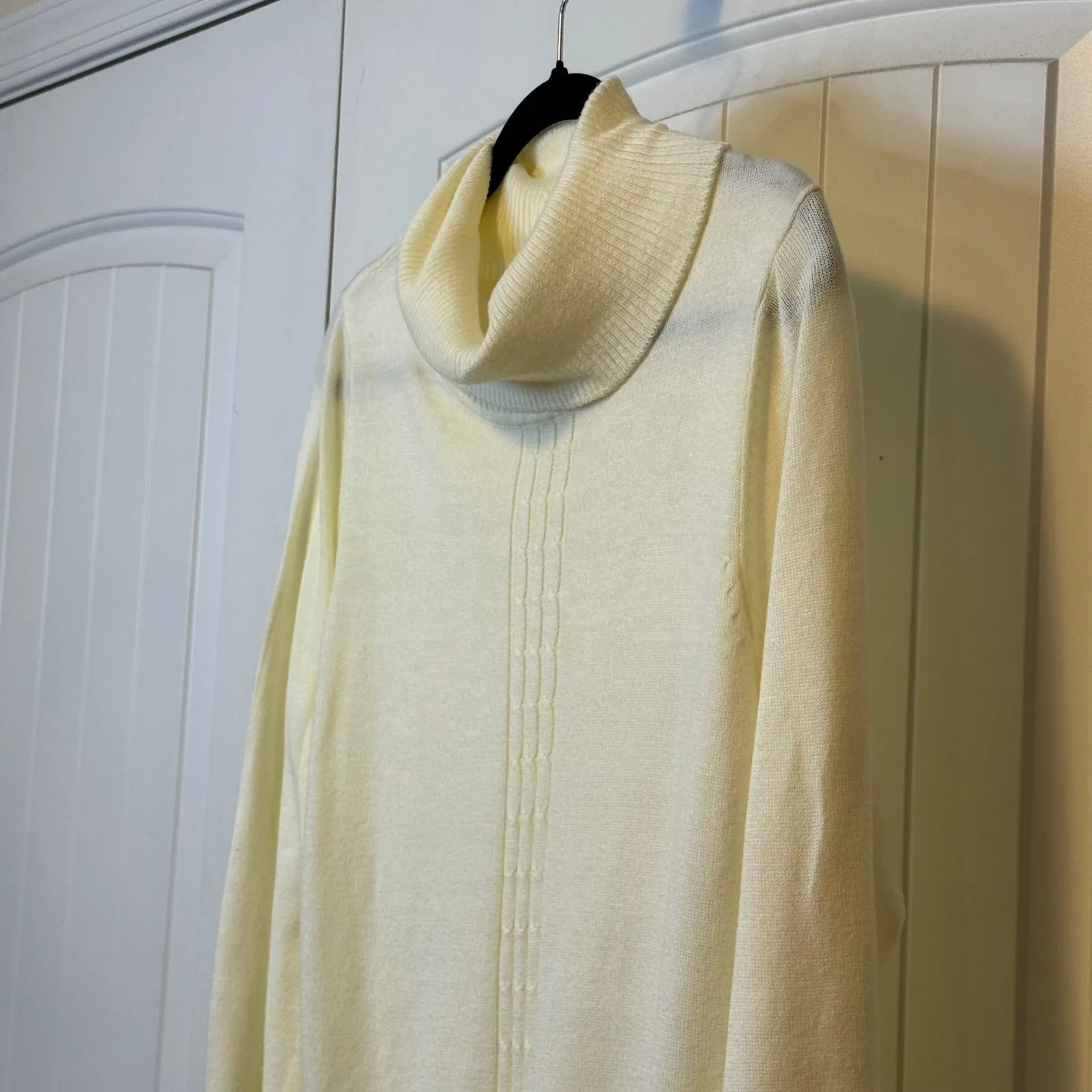 Ashley Stewart Women Ivory Cowl Turtle Neck Knit Tunic Sweater Plus Sz 14/16 # - Image 4