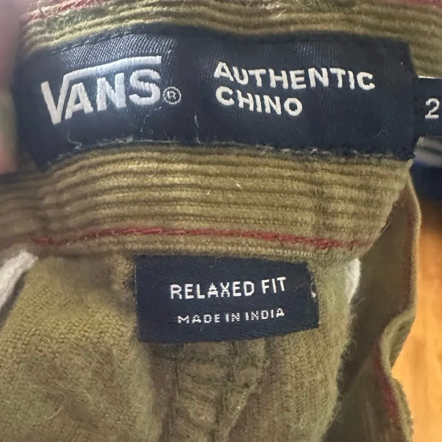 Vans Authentic Olive Green Corduroy Relaxed Pants – Size 28 - Image 8